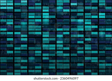 Abstract blue techno puzzle geometric background with squares bricks