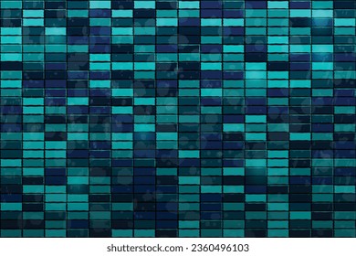 Abstract blue techno puzzle geometric background with squares bricks