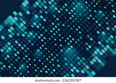 Abstract blue techno puzzle geometric background with squares bricks 