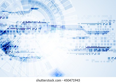Abstract blue technological background. Structure square pattern backdrop. Vector