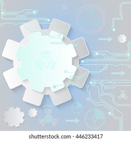 Abstract blue technological background with various technological elements. Vector illustration.