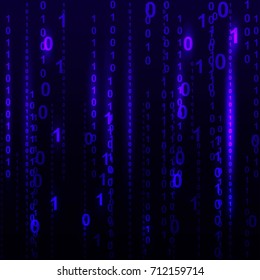 Abstract Blue Technology Background. Binary Computer Code