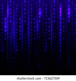 Abstract Blue Technology Background. Binary Computer Code