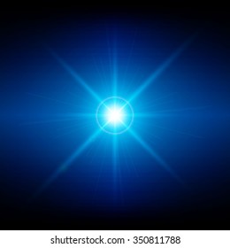 Abstract blue technology  background with bright flare. Vector illustration.