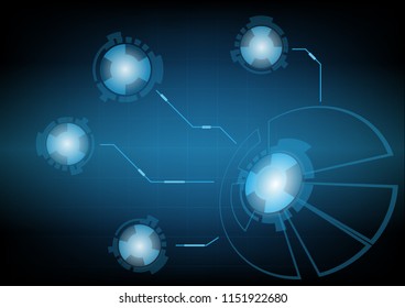 Abstract blue technology background with circle tech and circle options, Vector illustration
