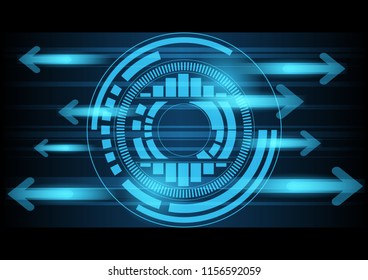 Abstract blue technology background with circle tech and arrows , Vector illustration