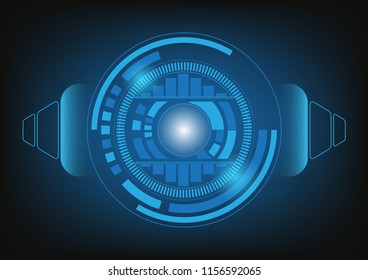 Abstract blue technology background with circle tech and light explosion, Vector illustration