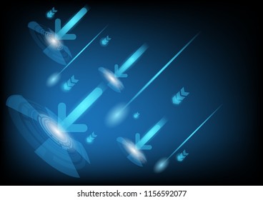 Abstract blue technology background with circle tech and arrows , Vector illustration
