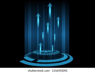 Abstract blue technology background with circle tech and arrows , Vector illustration