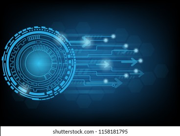 Abstract blue technology background with circle tech and arrows , Vector illustration
