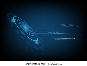 Abstract blue technology background with circle tech and arrows , Vector illustration
