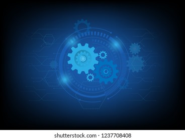 Gear Abstract Technology Background Blue Circuit Stock Vector (Royalty ...