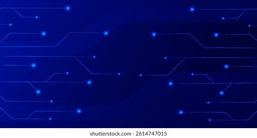 Abstract blue technology background with circuit diagram.