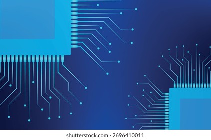 Abstract blue technology background with circuit board pattern, representing digital connectivity and modern technological advancements