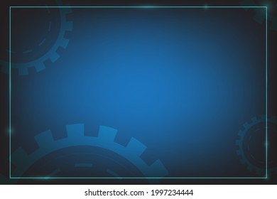 Abstract Blue technology background with Cog and gear on back. Template for presentation with shiny fram and bright light. Blank space for add and design content.