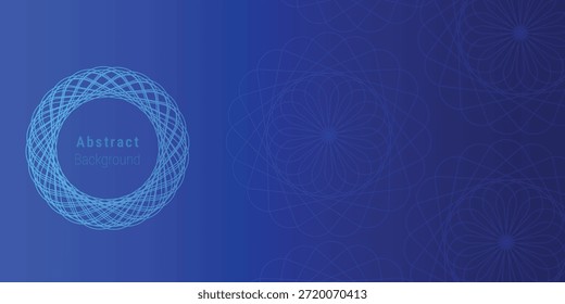 Abstrakter Hintergrund aus blauer Technologie mit türkisen geometrischen Mandalamustern und kreisförmigen Linien, mit einer modernen futuristischen Ästhetik für Unternehmensbanner und digitale Präsentationshintergründe.