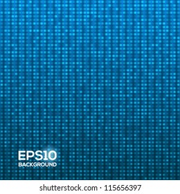 Abstract blue technology background with flashing pixels. Vector illustration.