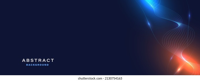 Abstract blue technology background with flowing lines. Dynamic waves. vector illustration.	