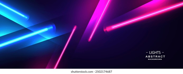 Abstract blue technology background with glowing neon light effect. Vector 