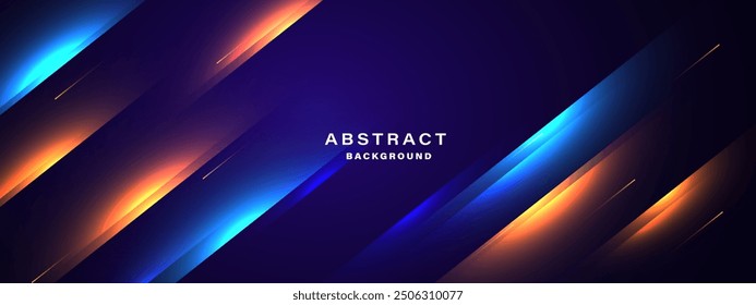 Abstract blue technology background with glowing neon light effect.