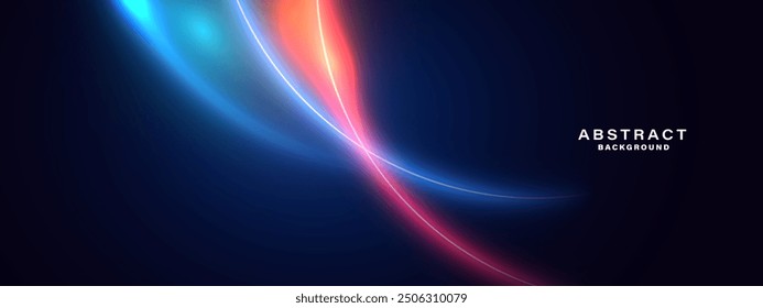 Abstract blue technology background with glowing neon light effect.
