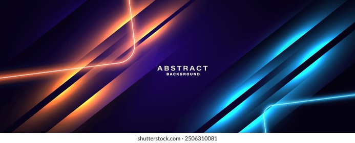 Abstract blue technology background with glowing neon light effect.