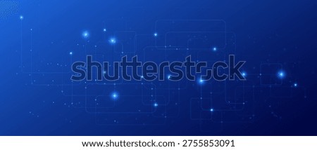Abstract Blue Technology Background with Glowing Network Lines and Nodes
