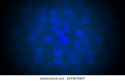 Fundo azul abstrato da tecnologia com hexágonos e linhas.