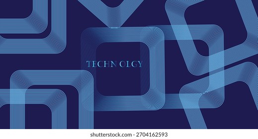 Fundo de tecnologia azul abstrato com linhas para o conceito moderno de modelo de design de banner. Ilustração vetorial. visual com vibrações tecnológicas. Conceito de tecnologia, futurismo, arte digital.