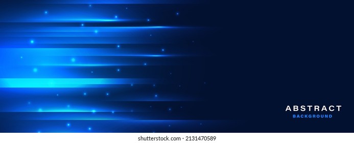 Abstrakter blauer Hintergrund der Technologie mit bewegtem Neonlicht-Effekt.Vektorgrafik.