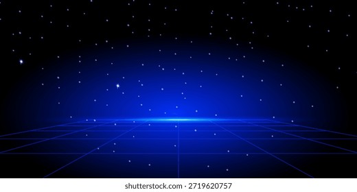 Fondo de tecnología azul Abstractas con efecto de luz de neón para la presentación del producto, Plantilla de perspectiva, diseño de Vector.
