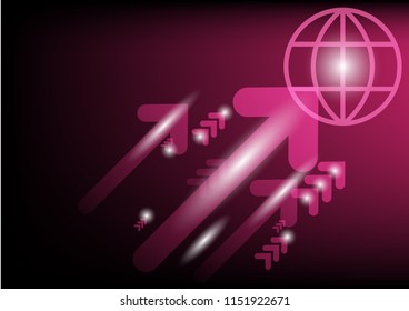 Abstract blue technology background with planet and arrows , Vector illustration