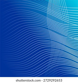 Fondo de negocios de Tecnología azul Abstractas, ondas lineales blancas minimalistas en degradado azul