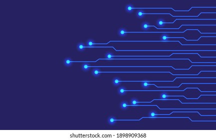 Abstract blue technology circuit line light power pattern with blank space futuristic vector background illustration.