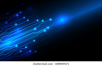 Resumen de la luz de la línea del circuito de la tecnología azul con el diseño del espacio en blanco, ilustración moderna del fondo del vector futurista.