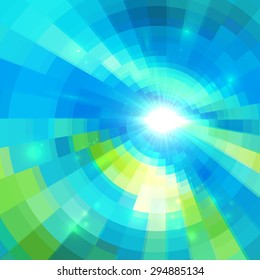Abstract blue technology concentric mosaic vector background