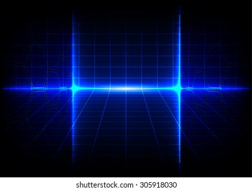 Abstract blue technology concept background with bright flare