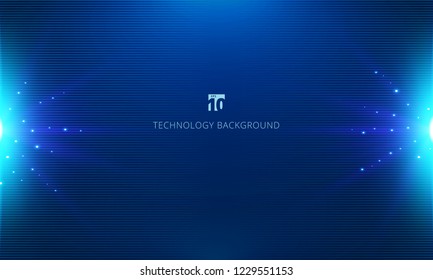 Abstract blue technology concept horizontal lines pattern background and texture with explosion light. Vector illustration