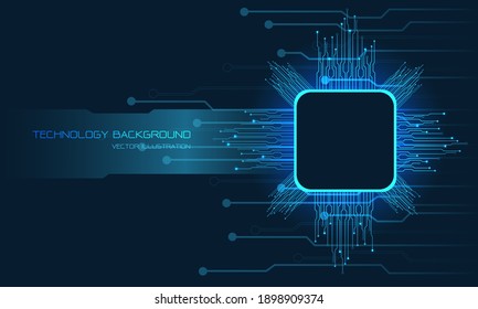 Abstrakter blauer Technologie Cyber-Circuit-Computer mit Banner-Leerzeichen, futuristische Vektorhintergrund-Illustration.