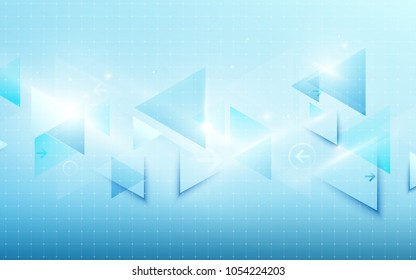 Abstract blue technology digital hi tech concept and triangles shiny background. Space for your text
