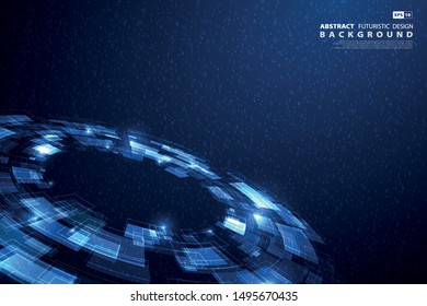 Abstract blue technology futuristic big data background. Use for presentation, ad, artwork, template design, annual report. illustration vector eps10