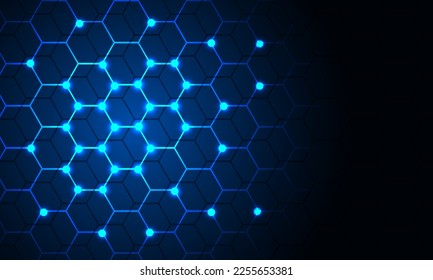 Abstract blue technology futuristic hexagon geometric design modern background vector illustration.