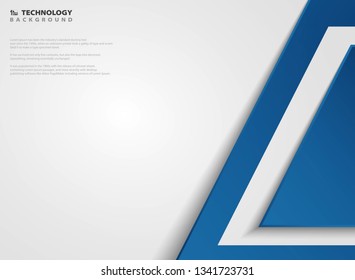 Abstract blue technology geometric background on gradient white paper. You can use for high tech system presentation, artwork, ad, poster, book, report. illustration vector eps10
