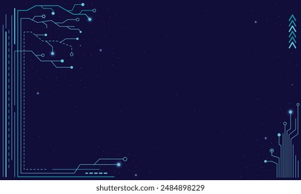 Abstract Blue Technology Geometric Background, Circuit Board Texture, Line, Vector, Concept, High Tech, Electronicne abstract background