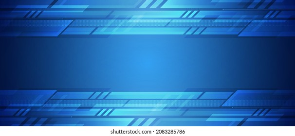 Tecnología azul abstracta con diseño geométrico y fondo de red digital