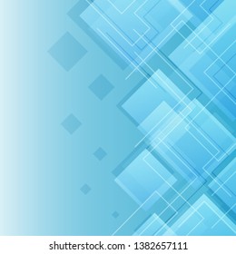 abstract blue technology geometry square with copy space on gradient color background. perspective art design.