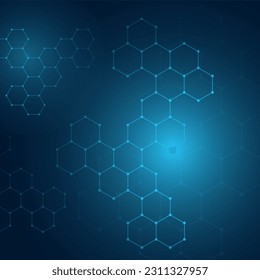 Abstract blue technology hexagonal background, vector illustration