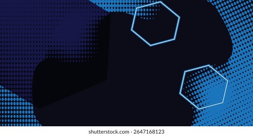 Abstract blue technology hexagonal background. Blue and white hexagons form led light.