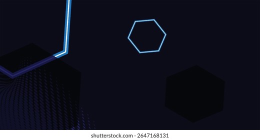 Abstract blue technology hexagonal background. Blue and white hexagons form led light.