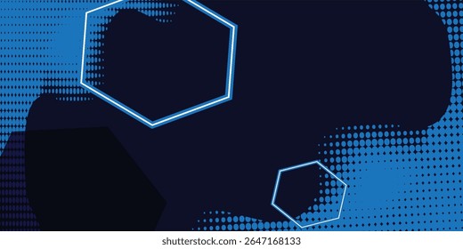 Abstract blue technology hexagonal background. Blue and white hexagons form led light.